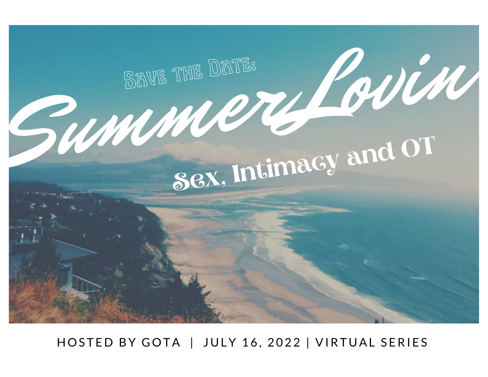 beach seen with summer lovin in white font