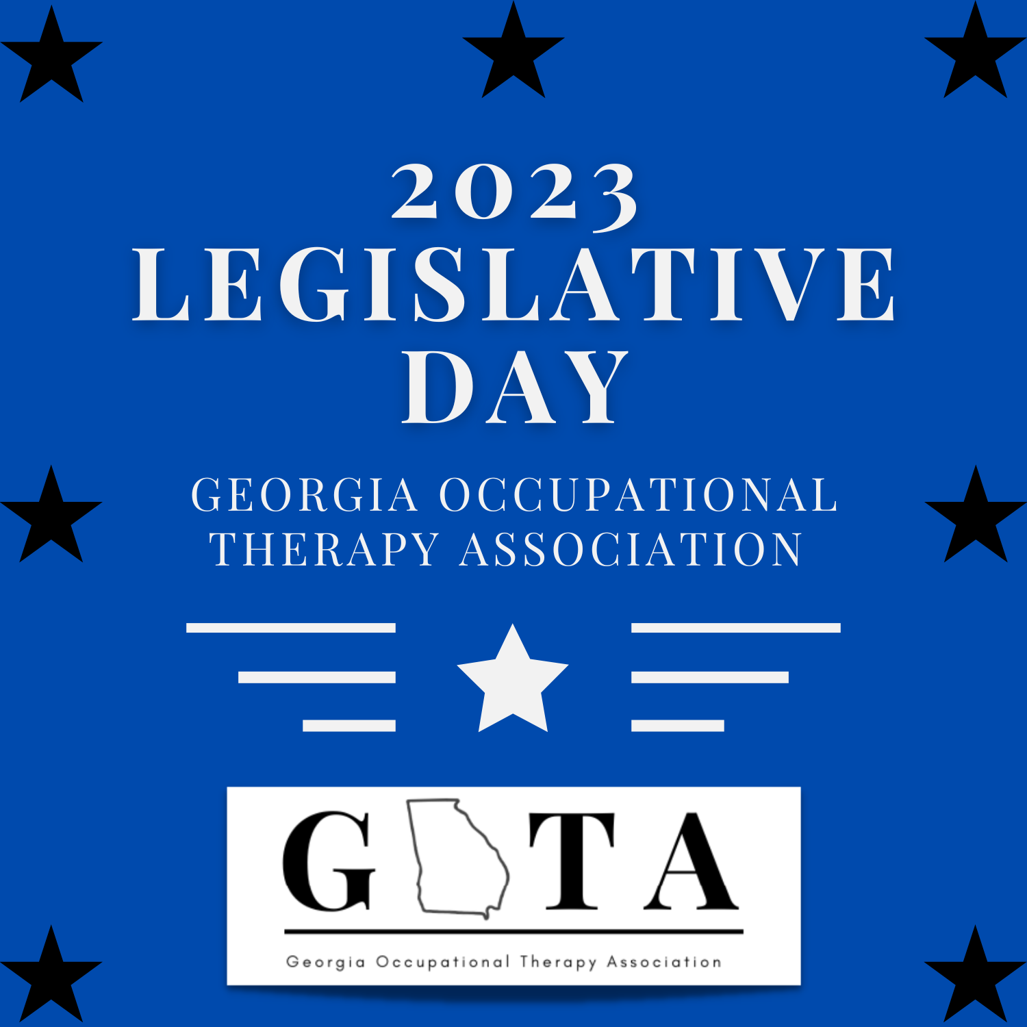 blue background with logo and legislative day 2023